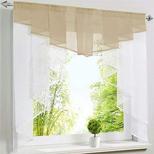 Smithoom 1 Stück Voile Vorhänge Transparente Tüll Gardinen für Küche Wohnzimmer Esszimmer Balkon Badezimmer Fenster Dekoration Khaki 120x145cm von Smithoom