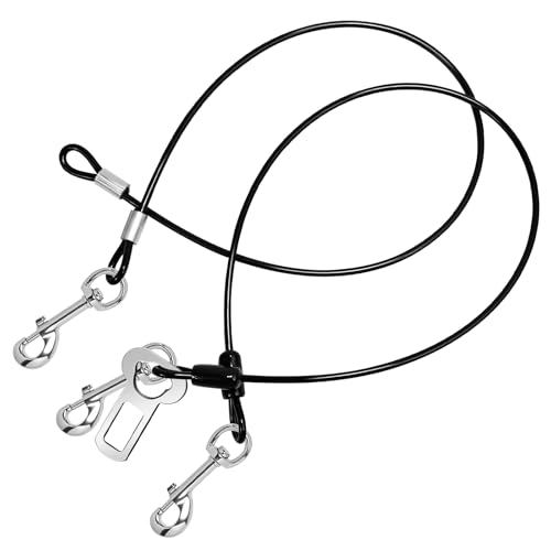 Kaufeste Metall-Hundeleine, kein Verheddern, Verlängerungskabel für kleine, mittelgroße Hunde, Halsbandgeschirr (Einzelhaken + Doppelhaken), 2 Stück von SMLBJUTE