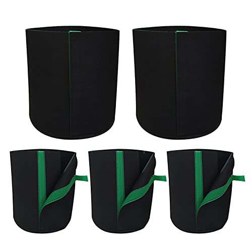 SMLJFO 5 Packungen 1 Gallone Grow Bag, Stofftöpfe mit selbstklebenden Seiten, Vlies-Pflanzgefäß für Gartenarbeit Pflanzung Umpflanzung (schwarz) von SMLJFO