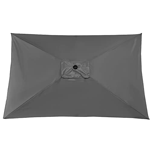 SMLJFO Ersatz-Sonnenschirm-Abdeckung, 6 Rippen, 3 x 2 m, rechteckig, Markttisch-Regenschirm, wasserdicht, UV-Schutz, Khaki, Grau von SMLJFO