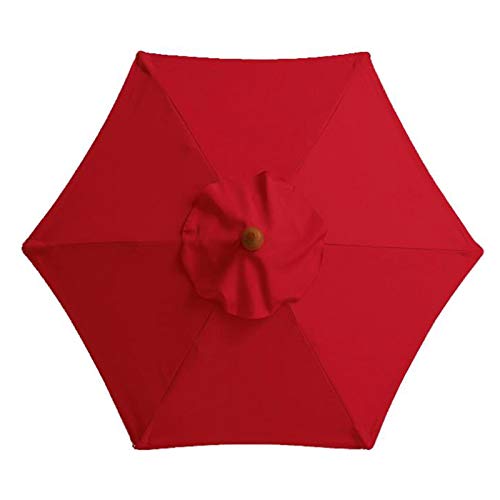 SMLJFO Ersatz-Sonnenschirm-Abdeckung mit 6 Rippen, 2 m Markttisch-Regenschirm, wasserdicht, UV-Schutz, Ersatzstoff für Garten, Terrasse, Rot von SMLJFO