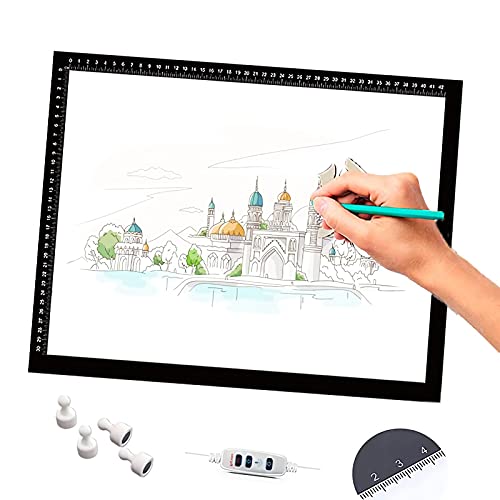 LED Leuchttisch A2, Leuchtplatte Light Pad, Ultradünnes Zeichenbrett Mit Einstellbarer Helligkeit, USB Kabel Für Malen, Animation, Kalligraphie, Tattoo Zeichnung, Schwarz, A4 26CM×35CM von SMLJJDZ