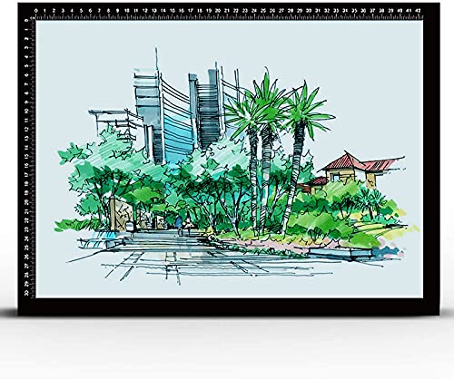 Light Box Pad Tischplatte Zum Zeichnen Malen Verfolgung LED Helle Ultradünne Tragbare LED-Spuren Stufenlos Dimmen Magnetische Hochtransparente Acrylplatte Tracer Mit Lineal Leuchttisch,Schwarz,A1 von SMLJJDZ