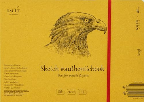 SMLT 5EB-24ST/KRAFT Authentic line 245x176 mm genähtes Skizzenblock authenticbook, 90 gsm Gerippt Braunes Natron Kraftpapier, 24 Blatt von SM.LT