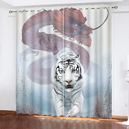 SMNVCKJ 2 Stücke Gardinen Mit Ösen Waldtiger Vorhang Tiger Verdunklungsvorhänge Thermo Vorhang Blickdicht Für Schlafzimmer (12,280 × 180CM) von SMNVCKJ