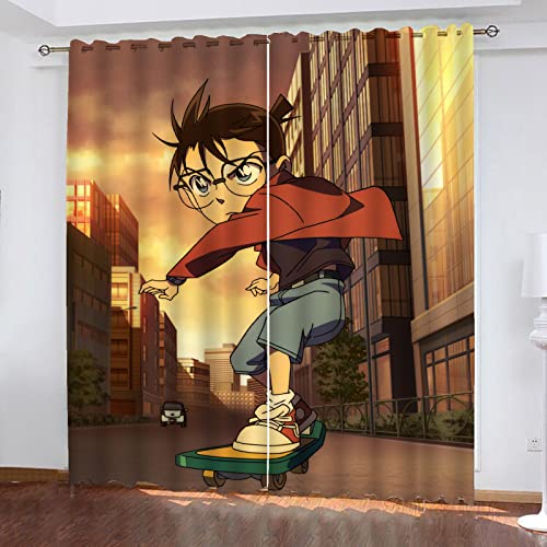 SMNVCKJ 3D Gedruckt Verdunkelungsvorhang 3D Detektiv Conan Vorhang Mit Ösen Polyester Vorhänge Für Schlafzimmer Geräuschreduzierung (11,183 × 160 cm) von SMNVCKJ