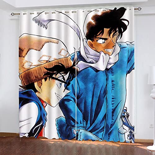 SMNVCKJ 3D Gedruckt Verdunkelungsvorhang 3D Detektiv Conan Vorhang Mit Ösen Polyester Vorhänge Für Schlafzimmer Geräuschreduzierung (6,100 × 140CM) von SMNVCKJ