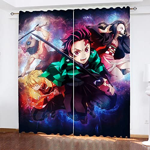 SMNVCKJ Anime Muster Verdunkelungsvorhänge Für Jungen Und Mädchen Schlafzimmer Kinderzimmer Perforierte Vorhänge (2,220 × 215CM) von SMNVCKJ