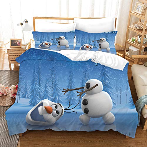 SMNVCKJ Anna Und ELSA Bettwäsche Und Kissenbezug 3D Digital Print Mikrofaser Frozen Bettwäsche-Sets Olaf Kristoff Für Mädchen Teenager Jugendliche (8,King 220×240CM) von SMNVCKJ