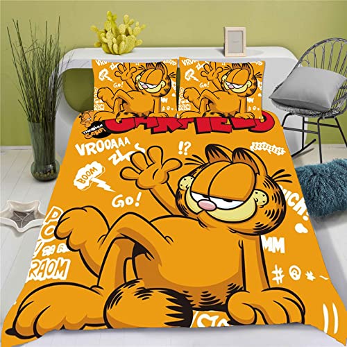 SMNVCKJ Cartoon Garfield Bettwäsche Kinder 3D Gedruckte Bettbezug Set Mikrofaser Mit Reißverschluss Für Kinder Junge (11,135 * 200) von SMNVCKJ