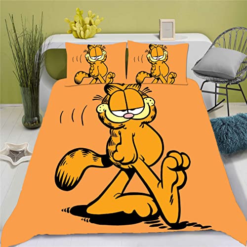 SMNVCKJ Cartoon Garfield Bettwäsche Kinder 3D Gedruckte Bettbezug Set Mikrofaser Mit Reißverschluss Für Kinder Junge (12,135 * 200) von SMNVCKJ