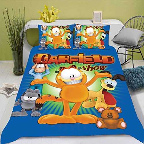 SMNVCKJ Cartoon Garfield Bettwäsche Kinder 3D Gedruckte Bettbezug Set Mikrofaser Mit Reißverschluss Für Kinder Junge (13,135 * 200) von SMNVCKJ