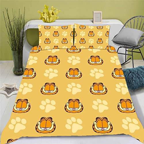 SMNVCKJ Cartoon Garfield Bettwäsche Kinder 3D Gedruckte Bettbezug Set Mikrofaser Mit Reißverschluss Für Kinder Junge (17,135 * 200) von SMNVCKJ