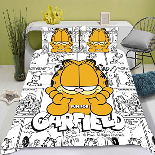 SMNVCKJ Cartoon Garfield Bettwäsche Kinder 3D Gedruckte Bettbezug Set Mikrofaser Mit Reißverschluss Für Kinder Junge (18,135 * 200) von SMNVCKJ