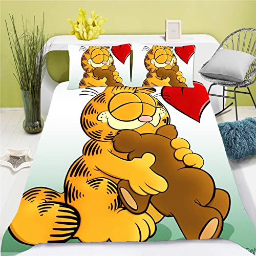 SMNVCKJ Cartoon Garfield Bettwäsche Kinder 3D Gedruckte Bettbezug Set Mikrofaser Mit Reißverschluss Für Kinder Junge (2,135 * 200) von SMNVCKJ