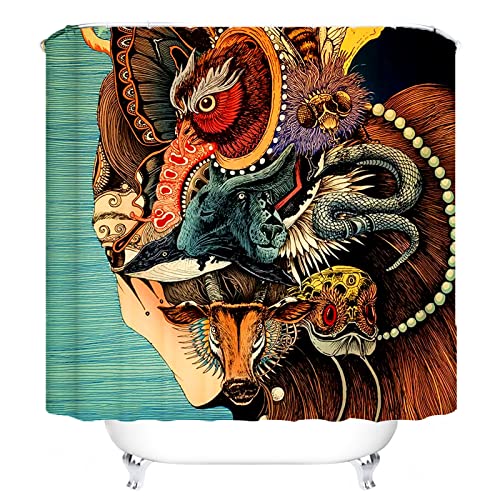 SMNVCKJ Cooler Japanischer Ukiyo-e Duschvorhang Mit Wellen, 180x180 Anime Octopus Asien Kraken Duschvorhang, 100% Polyester Wasserdicht (10,200 * 200cm) von SMNVCKJ