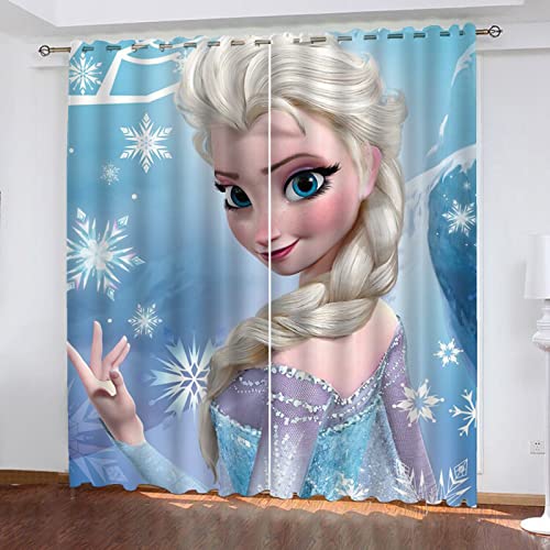 SMNVCKJ Frozen ELSA Verdunkelungsvorhang Wasserdichter Stoff Gardinen Für Kinderzimmer, 3D-Digitaldruck 100% Polyester (8,150 × 166CM) von SMNVCKJ