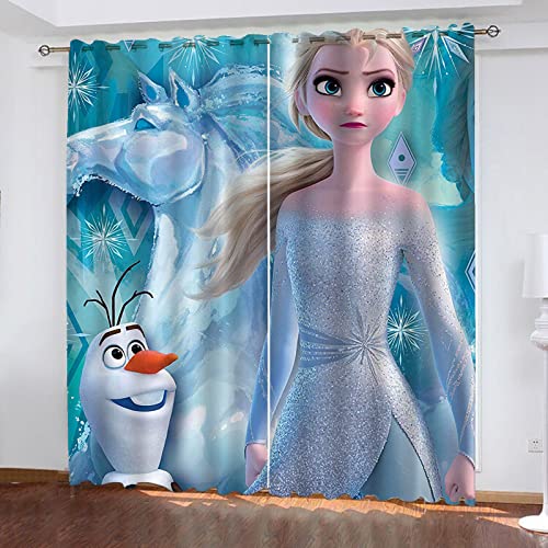 SMNVCKJ Frozen ELSA Verdunkelungsvorhang Wasserdichter Stoff Gardinen Für Kinderzimmer, 3D-Digitaldruck 100% Polyester (9,150 × 166CM) von SMNVCKJ
