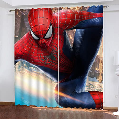 SMNVCKJ Gardinen Blickdicht Spidermen 2er Set Verdunklungsgardine Ösen Gardinen Vorhang Lichtundurchlässig Wärmeisolierung Polyester Schlafzimmer (10,150 × 166CM) von SMNVCKJ