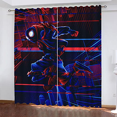 SMNVCKJ Gardinen Blickdicht Spidermen 2er Set Verdunklungsgardine Ösen Gardinen Vorhang Lichtundurchlässig Wärmeisolierung Polyester Schlafzimmer (11,100 × 140CM) von SMNVCKJ