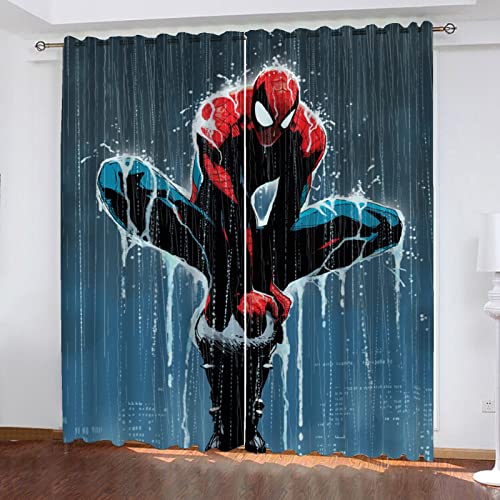 SMNVCKJ Gardinen Blickdicht Spidermen 2er Set Verdunklungsgardine Ösen Gardinen Vorhang Lichtundurchlässig Wärmeisolierung Polyester Schlafzimmer (3,280 × 180CM) von SMNVCKJ