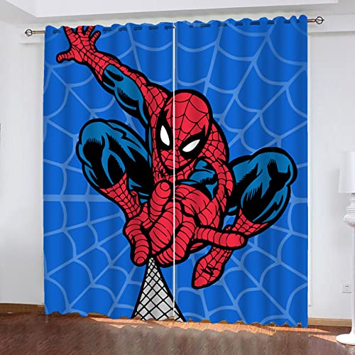 SMNVCKJ Gardinen Blickdicht Spidermen 2er Set Verdunklungsgardine Ösen Gardinen Vorhang Lichtundurchlässig Wärmeisolierung Polyester Schlafzimmer (4,150 × 166CM) von SMNVCKJ