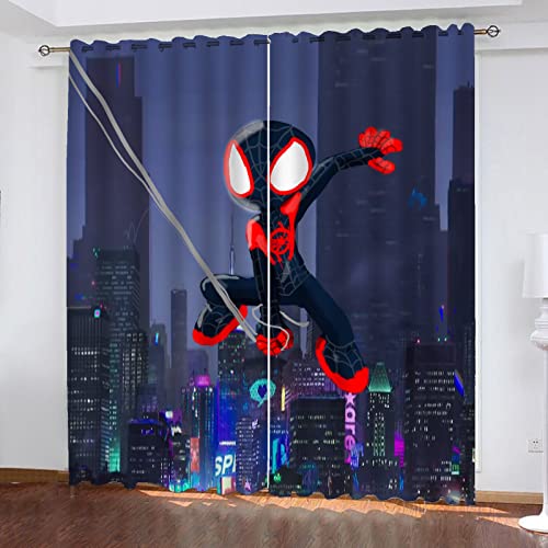 SMNVCKJ Gardinen Blickdicht Spidermen 2er Set Verdunklungsgardine Ösen Gardinen Vorhang Lichtundurchlässig Wärmeisolierung Polyester Schlafzimmer (5,100 × 140CM) von SMNVCKJ