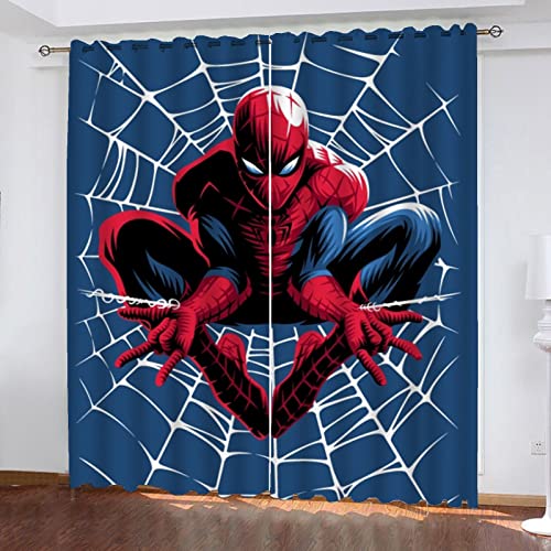 SMNVCKJ Gardinen Blickdicht Spidermen 2er Set Verdunklungsgardine Ösen Gardinen Vorhang Lichtundurchlässig Wärmeisolierung Polyester Schlafzimmer (9,100 × 140CM) von SMNVCKJ