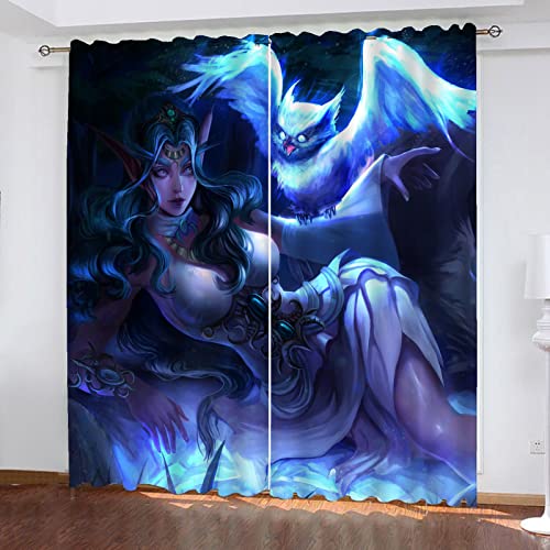 SMNVCKJ Gardinen Verdunklungsgardine Ösen Für Schlafzimmer, World of Warcrafts Vorhang Verdunkelungsvorhang-Set 2er Set Für Kinderzimmer (11,220 × 215CM) von SMNVCKJ