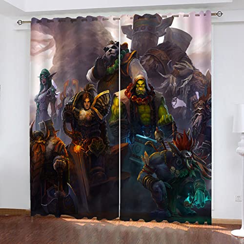 SMNVCKJ Gardinen Verdunklungsgardine Ösen Für Schlafzimmer, World of Warcrafts Vorhang Verdunkelungsvorhang-Set 2er Set Für Kinderzimmer (12,150 × 166CM) von SMNVCKJ