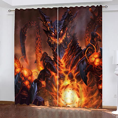 SMNVCKJ Gardinen Verdunklungsgardine Ösen Für Schlafzimmer, World of Warcrafts Vorhang Verdunkelungsvorhang-Set 2er Set Für Kinderzimmer (9,220 × 215CM) von SMNVCKJ