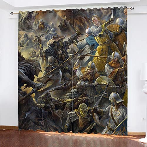 SMNVCKJ Hobbit Verdunkelungsvorhang Herr Der Ringe Vorhang Magische Hintergrund Mit Schlaufen Und Haken, 2er Set Für Kinderzimmer (12,150 × 166CM) von SMNVCKJ