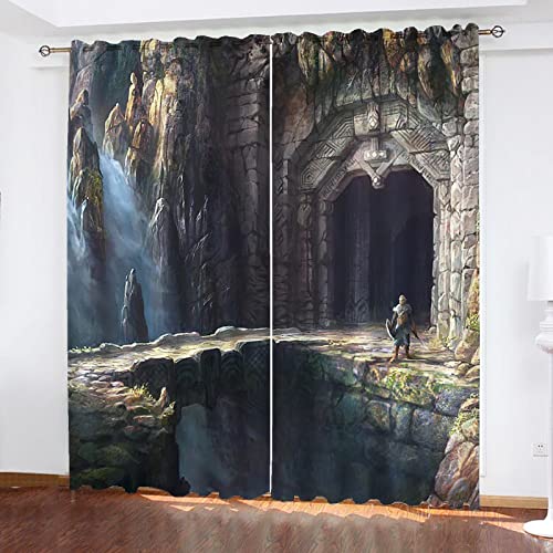 SMNVCKJ Hobbit Verdunkelungsvorhang Herr Der Ringe Vorhang Magische Hintergrund Mit Schlaufen Und Haken, 2er Set Für Kinderzimmer (9,183 × 160 cm) von SMNVCKJ