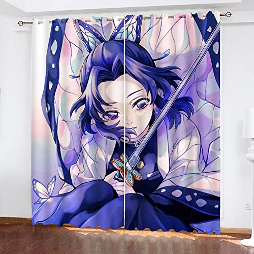 SMNVCKJ Japanischer Manga Anime Verdunkelungsvorhänge Für Jungen Und Mädchen Schlafzimmer Kinderzimmer Perforierte Vorhänge (14,150 × 166CM) von SMNVCKJ