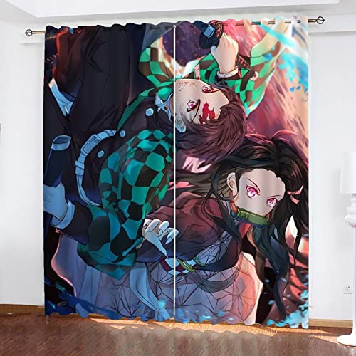 SMNVCKJ Japanischer Manga Anime Verdunkelungsvorhänge Für Jungen Und Mädchen Schlafzimmer Kinderzimmer Perforierte Vorhänge (4,220 × 215CM) von SMNVCKJ