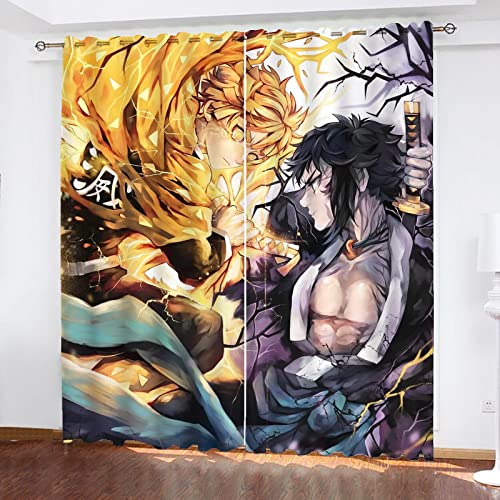 SMNVCKJ Japanischer Manga Anime Verdunkelungsvorhänge Für Jungen Und Mädchen Schlafzimmer Kinderzimmer Perforierte Vorhänge (5,100 × 140CM) von SMNVCKJ