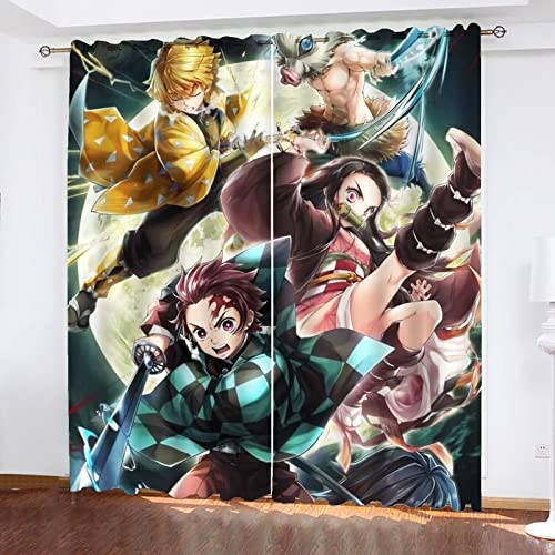 SMNVCKJ Japanischer Manga Anime Verdunkelungsvorhänge Für Jungen Und Mädchen Schlafzimmer Kinderzimmer Perforierte Vorhänge (7,100 × 140CM) von SMNVCKJ