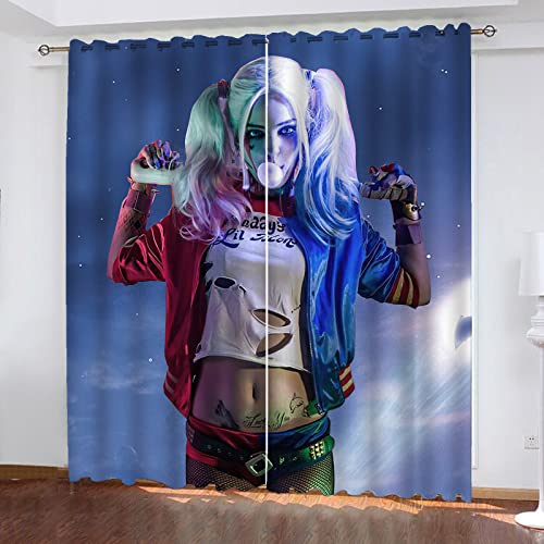 SMNVCKJ Neuer Gardinen Anime Blackout Vorhnge Pink Blue Beauty Comic Cartoon Mädchen Vorhänge Dekor Polyester Stoff (4,100 × 140CM) von SMNVCKJ
