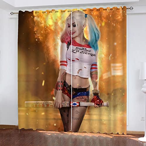 SMNVCKJ Neuer Gardinen Anime Blackout Vorhnge Pink Blue Beauty Comic Cartoon Mädchen Vorhänge Dekor Polyester Stoff (6,220 × 215CM) von SMNVCKJ