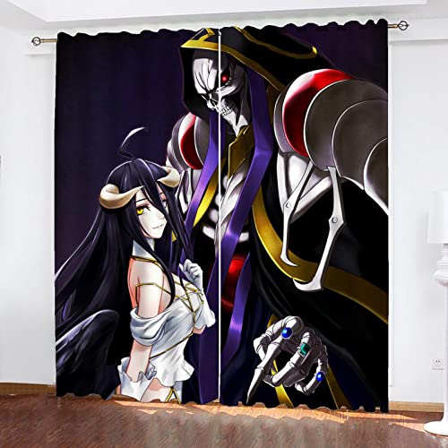 SMNVCKJ Overlord Albedo Anime Muster Verdunkelungsvorhänge Für Jungen Und Mädchen Schlafzimmer Kinderzimmer Perforierte Vorhänge?2 Paneele (12,220 × 215CM) von SMNVCKJ