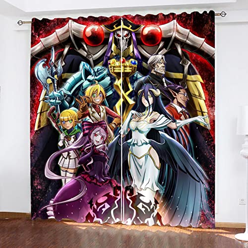 SMNVCKJ Overlord Albedo Anime Muster Verdunkelungsvorhänge Für Jungen Und Mädchen Schlafzimmer Kinderzimmer Perforierte Vorhänge?2 Paneele (14,220 × 215CM) von SMNVCKJ