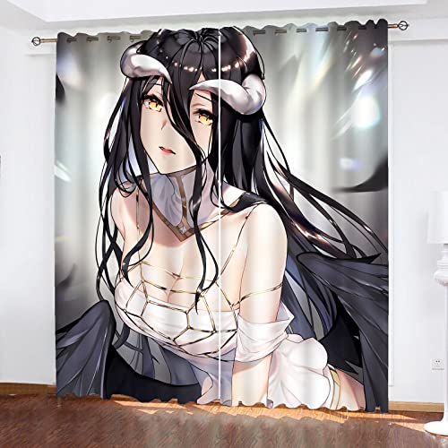SMNVCKJ Overlord Albedo Anime Muster Verdunkelungsvorhänge Für Jungen Und Mädchen Schlafzimmer Kinderzimmer Perforierte Vorhänge?2 Paneele (4,100 × 140CM) von SMNVCKJ