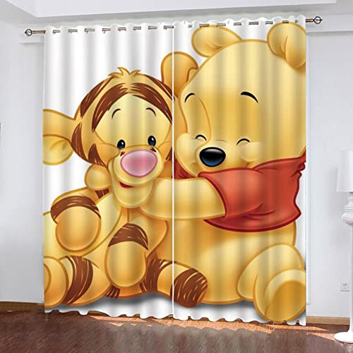 SMNVCKJ Pooh bär Verdunkelungsvorhang Wasserdichter Stoff Gardinen Für Kinderzimmer, 3D-Digitaldruck 100% Polyester (2,100 × 140CM) von SMNVCKJ