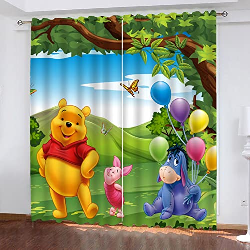 SMNVCKJ Pooh bär Verdunkelungsvorhang Wasserdichter Stoff Gardinen Für Kinderzimmer, 3D-Digitaldruck 100% Polyester (6,150 × 166CM) von SMNVCKJ