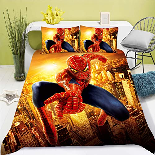 SMNVCKJ Spidermen Bettwäsche 135x200 50x75 cm Kissenbezug Kinderbettwäsche Jungen Mikrofaser Bettwäsche (6,135 * 200) von SMNVCKJ