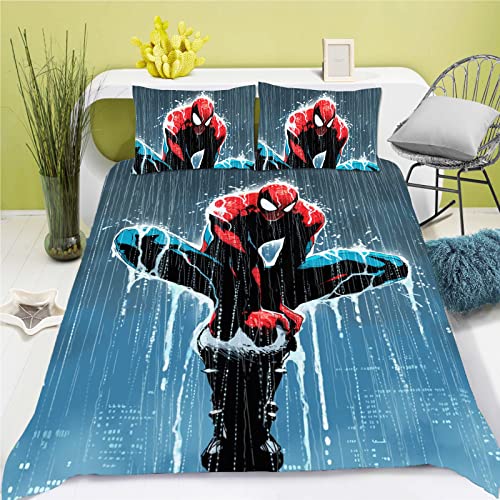 SMNVCKJ Spidermen Bettwäsche 135x200 50x75 cm Kissenbezug Kinderbettwäsche Jungen Mikrofaser Bettwäsche (3,135 * 200) von SMNVCKJ