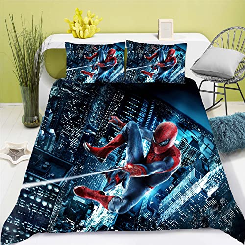 SMNVCKJ Spidermen Bettwäsche 135x200 50x75 cm Kissenbezug Kinderbettwäsche Jungen Mikrofaser Bettwäsche (1,200 * 200) von SMNVCKJ