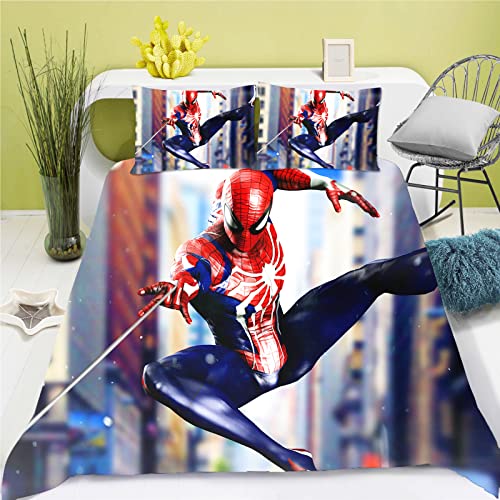 SMNVCKJ Spidermen Bettwäsche 135x200 50x75 cm Kissenbezug Kinderbettwäsche Jungen Mikrofaser Bettwäsche (2,135 * 200) von SMNVCKJ