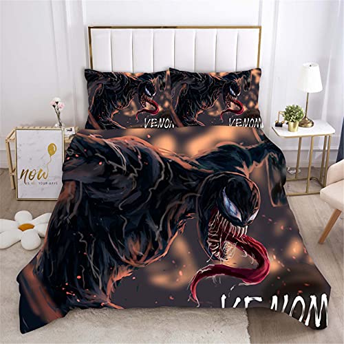 SMNVCKJ Venom Bettwäsche Mit Bettbezug Und Kissenbezügen, Baumwolle 3D Digital Print 100% Microfaser Bettwäsche Für Erwachsene Und Kinder (10,Single 135×200CM) von SMNVCKJ