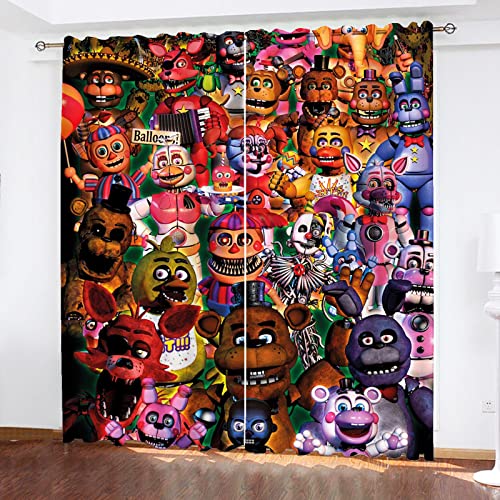 SMNVCKJ Verdunkelungsvorhang Spielzeugbär Vorhang Mit Ösen Five Nights at Freddys Blickdichte Gardinen Für Kinder Und Jugendliche,Unisex (8,100 × 140CM) von SMNVCKJ